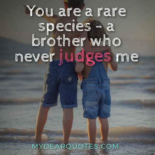 You are a rare species - a brother who never judges me